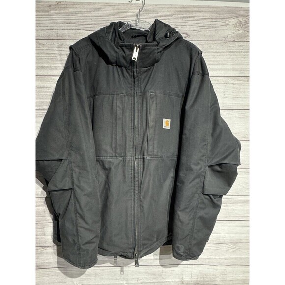 Carhartt Cryder Full Swing Canvas Jacket Hooded Grey Men’s 3 XL - Picture 2 of 16